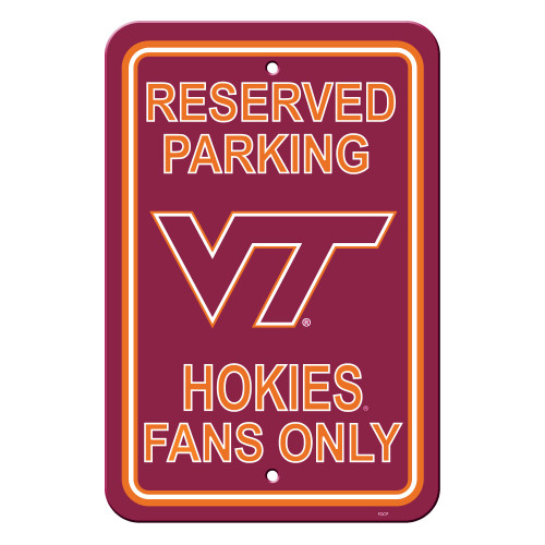 Virginia Tech Hokies 12 in. x 18 in. Plastic Reserved Parking Sign