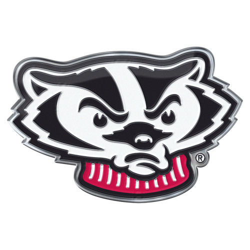 University of Wisconsin - Wisconsin Badgers Embossed Color Emblem 2 "Bucky Badger" Head Alternative Logo Red & Black