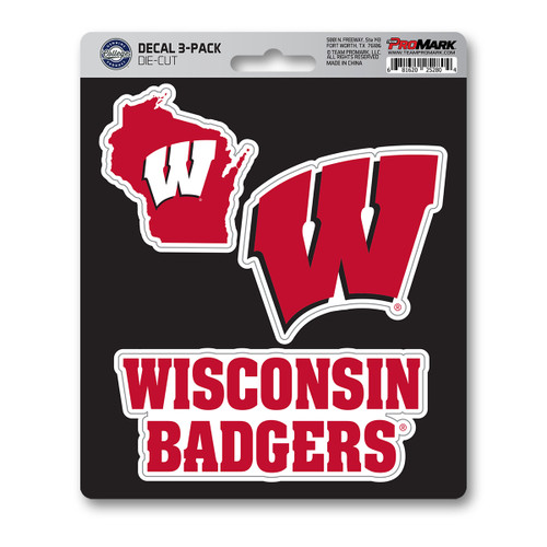 Wisconsin Badgers Decal 3-pk 3 Various Logos / Wordmark