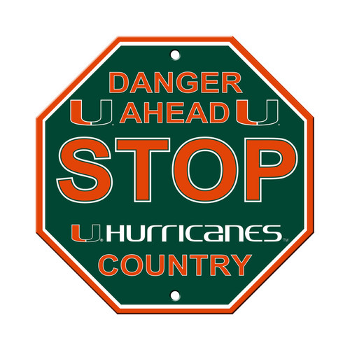 Miami Hurricanes Sign 12x12 Plastic Stop Sign