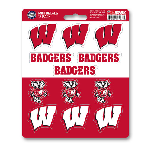 Wisconsin Badgers Mini Decal 12-pk 12 Various Logos / Wordmark