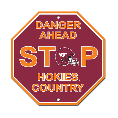 Virginia Tech Hokies Sign 12x12 Plastic Stop Sign