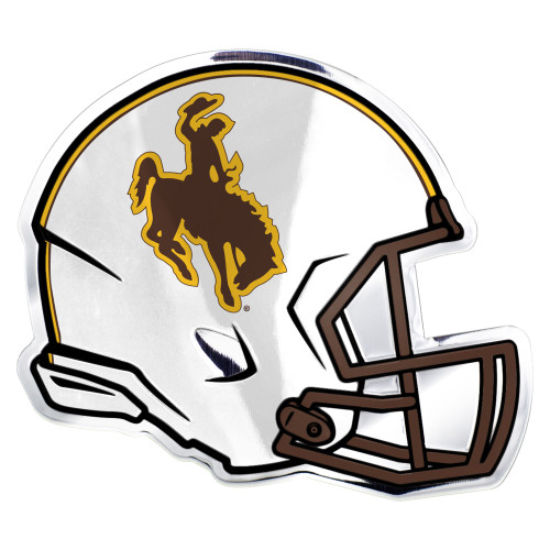 University of Wyoming - Wyoming Cowboys Embossed Helmet Emblem "Bucking Cowboy & 'WYOMING'" Logo Brown, Yellow