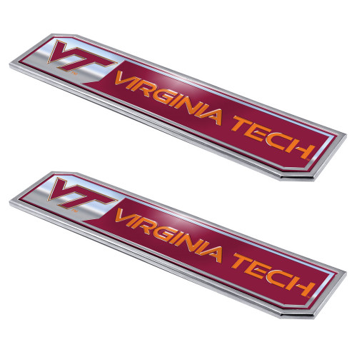 Virginia Tech - Virginia Tech Hokies Embossed Truck Emblem 2-pk Primary Logo & Wordmark Red