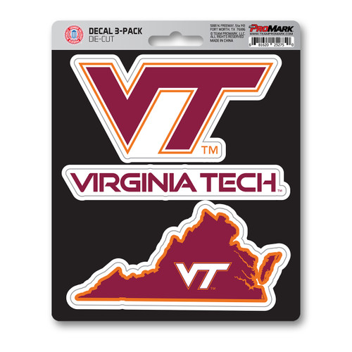 Virginia Tech Hokies Decal 3-pk 3 Various Logos / Wordmark