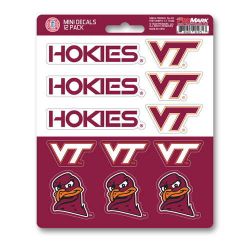 Virginia Tech Hokies Mini Decal 12-pk 12 Various Logos / Wordmark