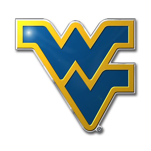 West Virginia University - West Virginia Mountaineers Embossed Color Emblem Flying WV Primary Logo Blue & Yellow