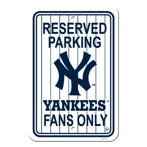 New York Yankees 12 in. x 18 in. Plastic Reserved Parking Sign - Pinstripes