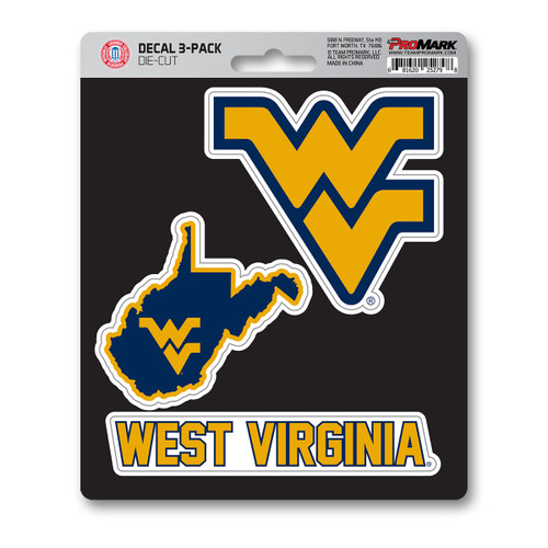 West Virginia Mountaineers Decal 3-pk 3 Various Logos / Wordmark