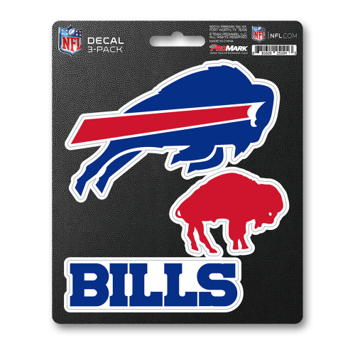 Buffalo Bills Decal 3-pk 3 Various Logos / Wordmark Blue