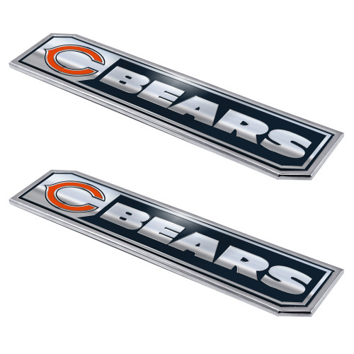 Chicago Bears Embossed Truck Emblem 2-pk Primary Logo & Wordmark Blue