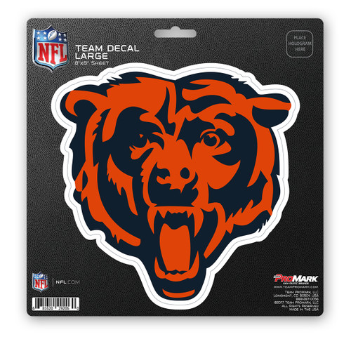 Chicago Bears Large Decal "Bear Head" Logo Blue & Orange