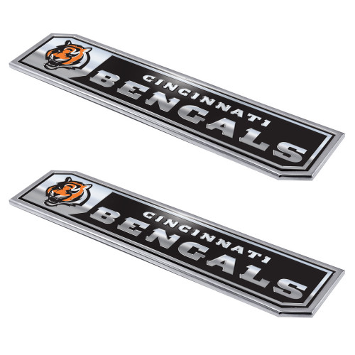 Cincinnati Bengals Embossed Truck Emblem 2-pk Primary Logo & Wordmark Black