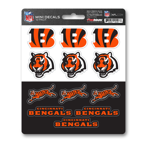 Cincinnati Bengals Mini Decal 12-pk 12 Various Logos / Wordmark Orange & Black