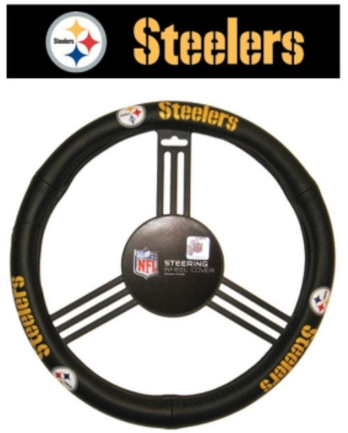 Pittsburgh Steelers Steering Wheel Cover Leather Style
