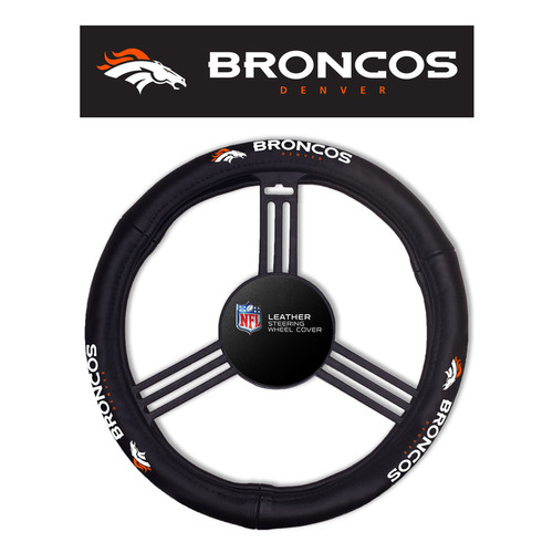 Denver Broncos Steering Wheel Cover Leather Style