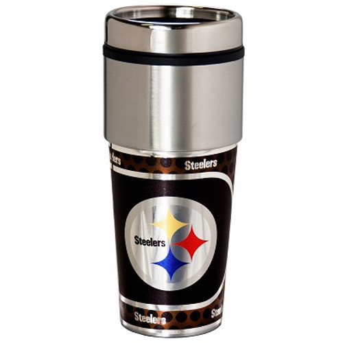 Pittsburgh Steelers 16  oz. Stainless Steel Travel Tumbler Metallic Graphics