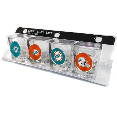 Miami Dolphins 4 Piece Shot Glass Set