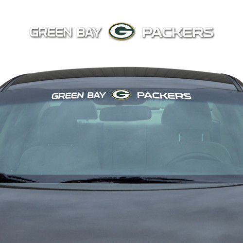Green Bay Packers Windshield Decal Primary Logo and Team Wordmark White