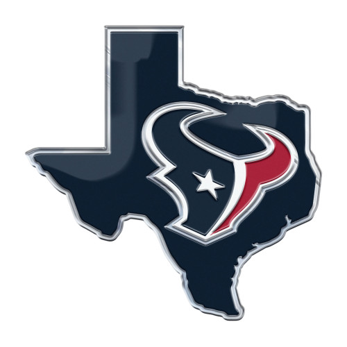 Houston Texans Embossed State Emblem "Bull Head" Primary Logo - Shape of Texas Blue & Red