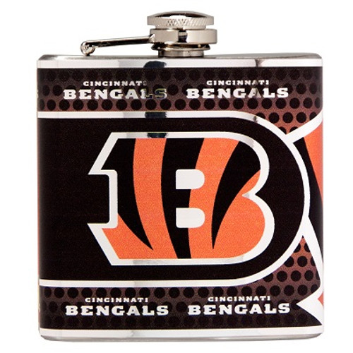 Cincinnati Bengals Stainless Steel 6 oz. Flask with Metallic Graphics