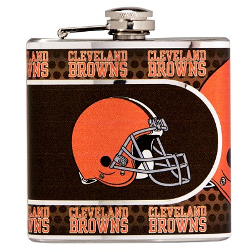 Cleveland Browns Stainless Steel 6 oz. Flask with Metallic Graphics