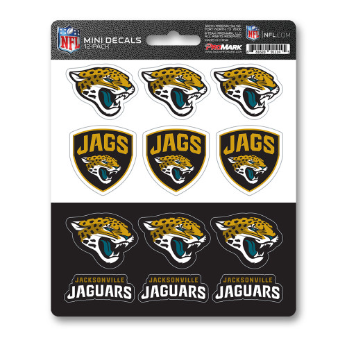 Jacksonville Jaguars Mini Decal 12-pk 12 Various Logos / Wordmark Teal