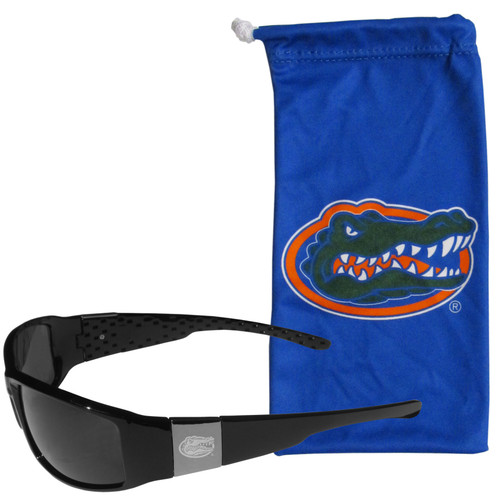 Florida Gators Etched Chrome Wrap Sunglasses and Bag