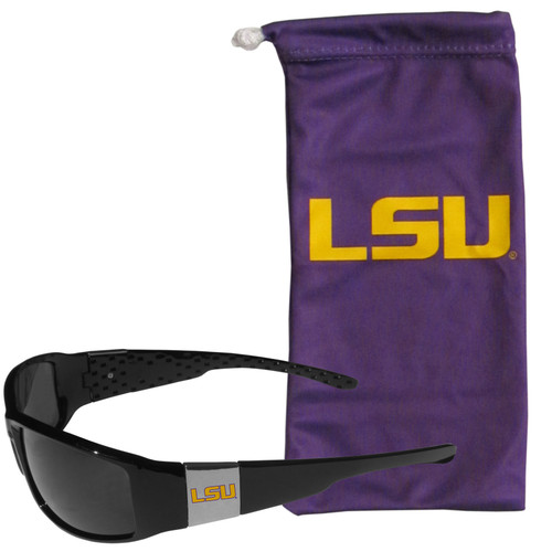 LSU Tigers Chrome Wrap Sunglasses and Bag