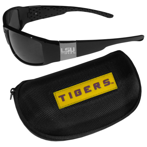 LSU Tigers Chrome Wrap Sunglasses and Zippered Carrying Case
