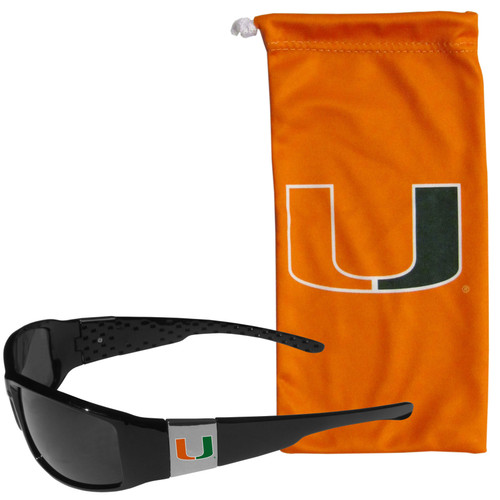 Miami Hurricanes Chrome Wrap Sunglasses and Bag