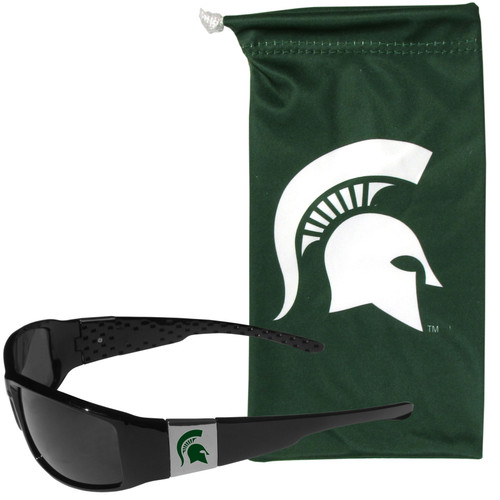 Michigan St. Spartans Chrome Wrap Sunglasses and Bag