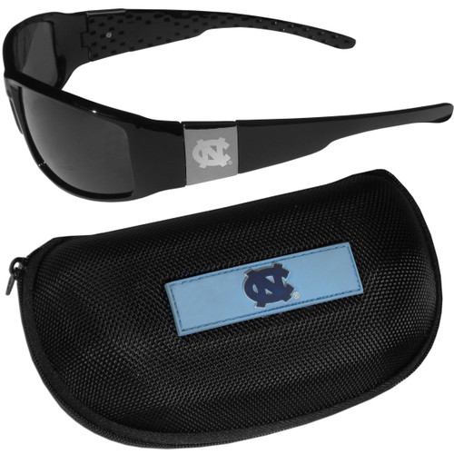 N. Carolina Tar Heels Chrome Wrap Sunglasses and Zippered Carrying Case