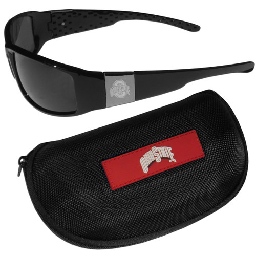 Ohio St. Buckeyes Chrome Wrap Sunglasses and Zippered Carrying Case