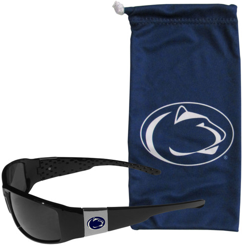 Penn St. Nittany Lions Chrome Wrap Sunglasses and Bag