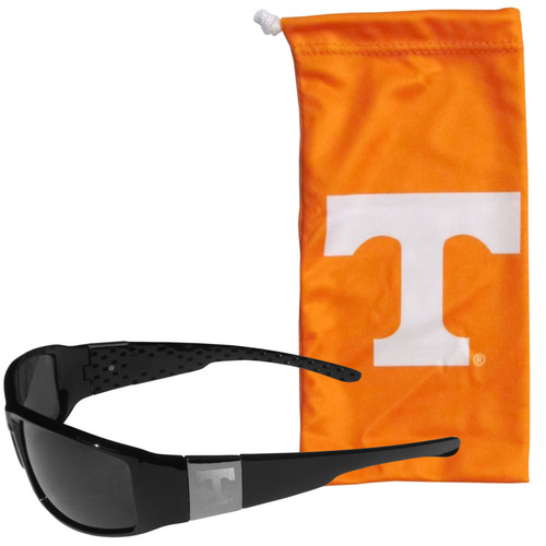 Tennessee Volunteers Etched Chrome Wrap Sunglasses and Bag