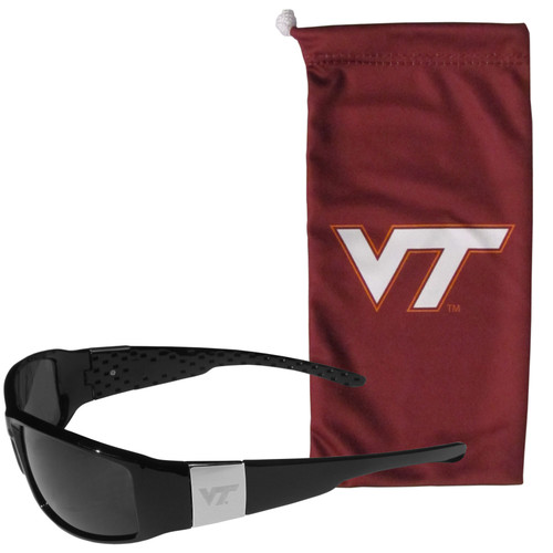 Virginia Tech Hokies Etched Chrome Wrap Sunglasses and Bag