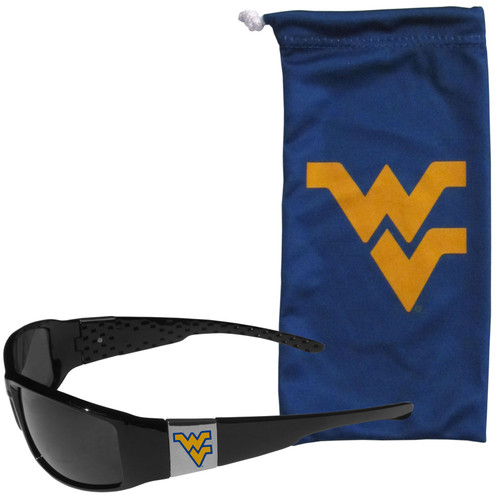 W. Virginia Mountaineers Chrome Wrap Sunglasses and Bag