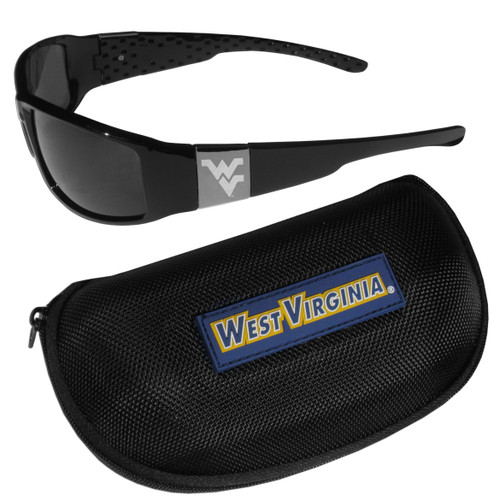 W. Virginia Mountaineers Chrome Wrap Sunglasses and Zippered Carrying Case