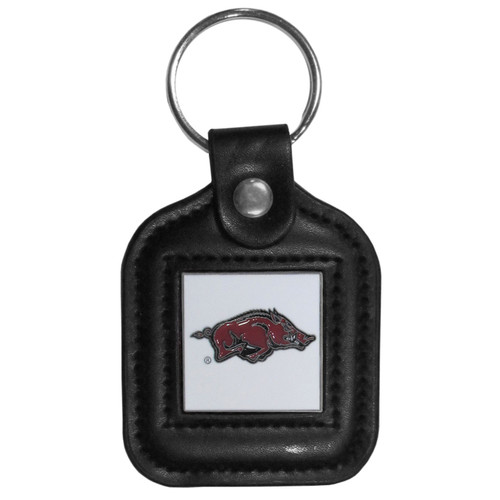 Arkansas Razorbacks Square Leather Key Chain