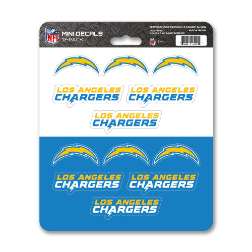 Los Angeles Chargers Mini Decal 12-pk 12 Various Logos / Wordmark Blue & Yellow