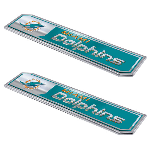 Miami Dolphins Embossed Truck Emblem 2-pk Primary Logo & Wordmark Aqua