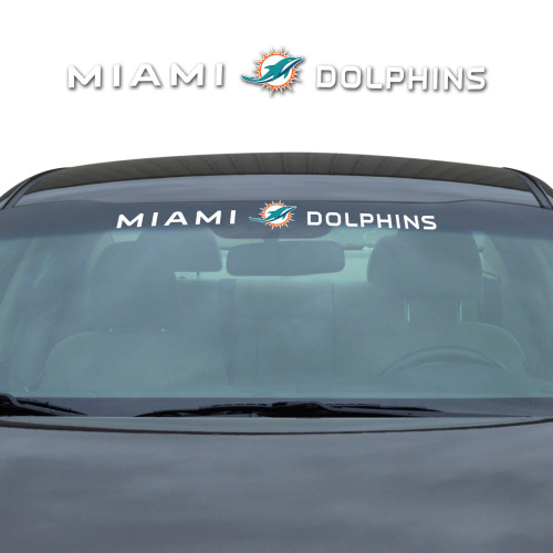 Miami Dolphins Windshield Decal Primary Logo and Team Wordmark White