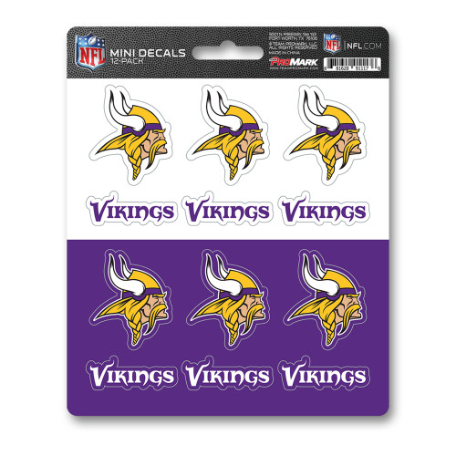 Minnesota Vikings Mini Decal 12-pk 12 Various Logos / Wordmark Purple & Yellow