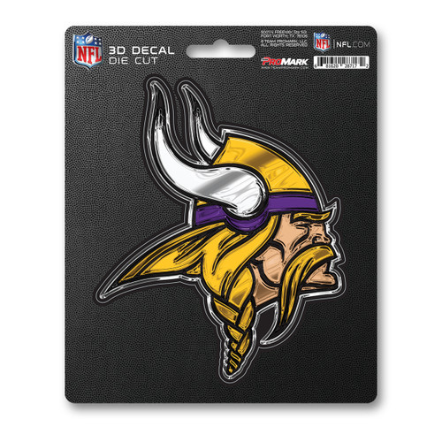 Minnesota Vikings 3D Decal Viking Head Primary Logo Purple & Yellow