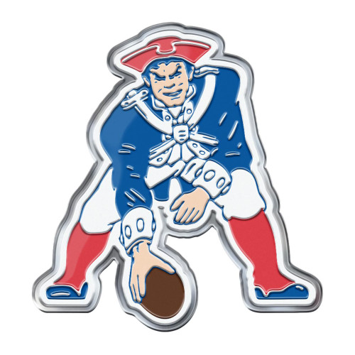 New England Patriots Embossed Color Emblem 2 Retro "Patriot" Logo Blue & Red