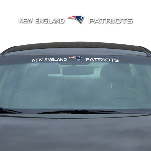 New England Patriots Windshield Decal Primary Logo and Team Wordmark White