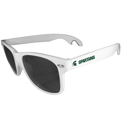 Michigan St. Spartans Beachfarer Bottle Opener Sunglasses, White