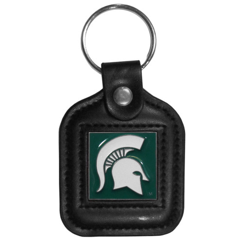 Michigan St. Spartans Square Leatherette Key Chain