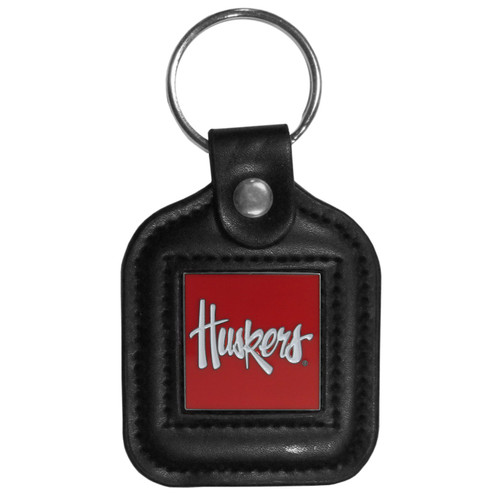 Nebraska Cornhuskers Square Leatherette Key Chain